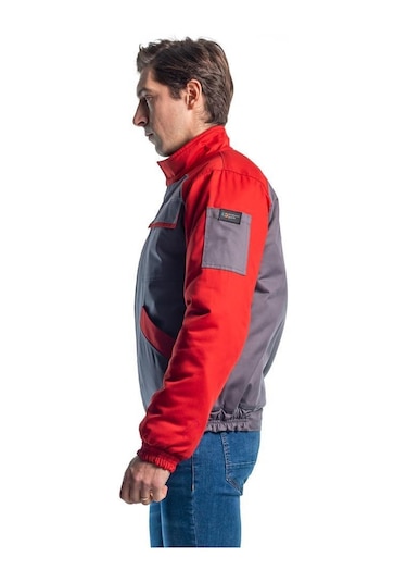 Şensel, Kapitoneli Mont, Gri-Kırmızı -91E2286- Iş Montu