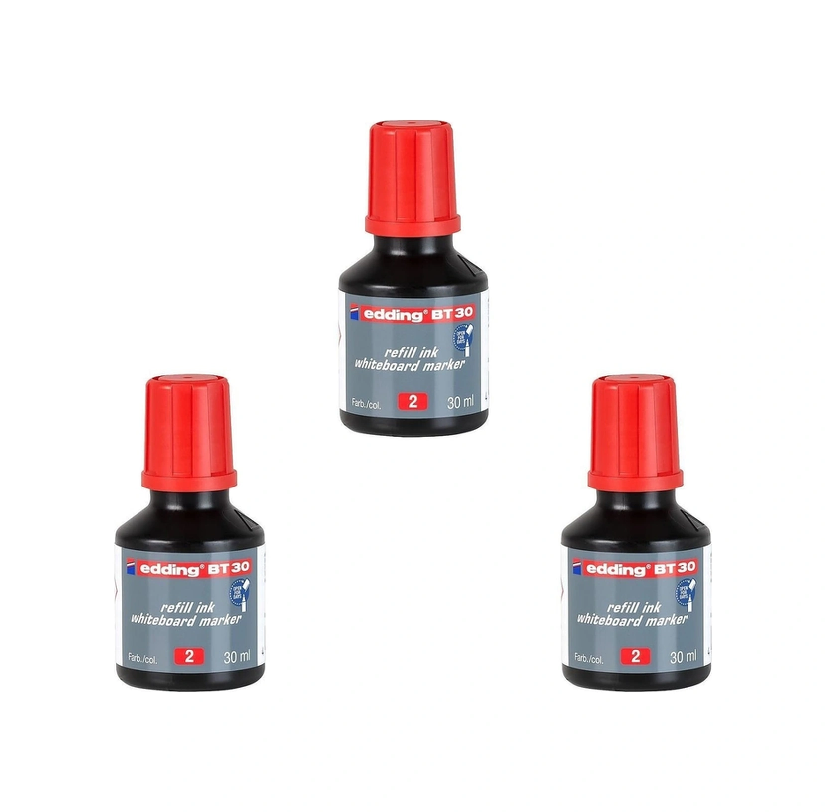 Bt30 Yazı Tahtası Kalemi Mürekkebi 30 Ml 3 Lü Set Kırmızı Kırmızı