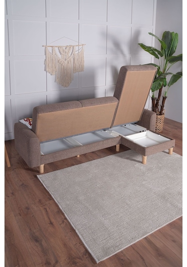 Bohem's Bohem Uzanmalı Köşe, Sağ Sol Kullanılabilen, Yüksek Ayaklı, Kahverengi Kahverengi