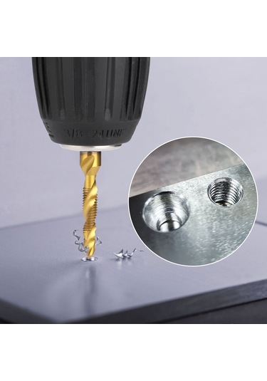 Youtek Hss Titanyum Kaplama Helikal Makine Teli, Delme-üçgen Köşe Aşınma Birleşik, M3-m10 Boyutları, 6 Adet Set