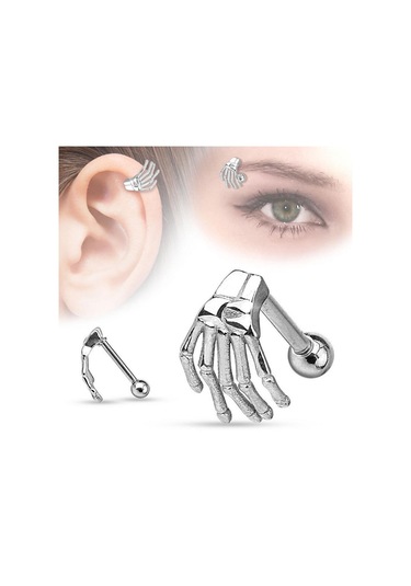 Gümüş Paslanmaz Çelik 3 Renk Delici Kaş Tragus Burun Meme Halkası Bar Dudaklar Pirsingler Gümüş