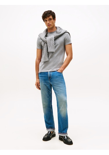 Tommy Hilfiger Klasik Sıfır Yaka T-shirt Gri
