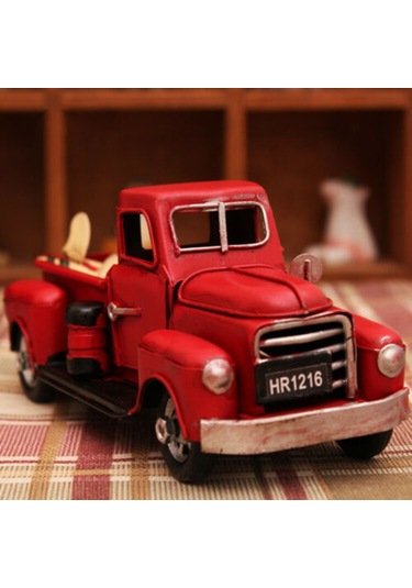 Qingmipy Klasik Kırmızı Metal Kamyon Dekoru - Dayanıklı Ve Şık Ofis/ev Aksesuarı Kırmızı