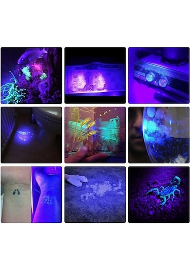 MSO Ultraviyole USB Şarjlı 365nm & 395nm Değerli Taş & Epoksi Led Fener Siyah