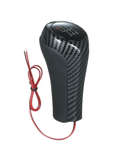 Fortunelane Bmw İçin 6 Vites Kırmızı Yazılı Manuel Vites Çubuğu, Karbon Desenli Işıklı Kırmızı Kırmızı