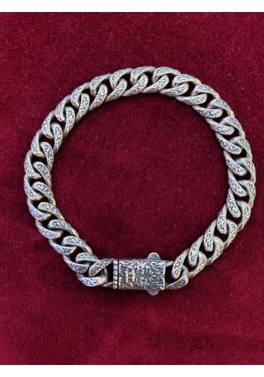 Modagümüşevi Gümüş Çift Taraflı El İşçiliği Gurmet Erkek Bileklik