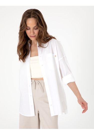 Pierre Cardin Kadın Beyaz Gömlek Desenli 50313596-vr013 Beyaz