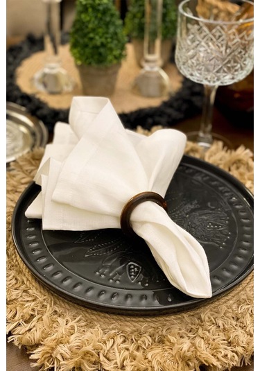 12'li Kahverengi Vintage Ahşap Halka Peçete Yüzüğü