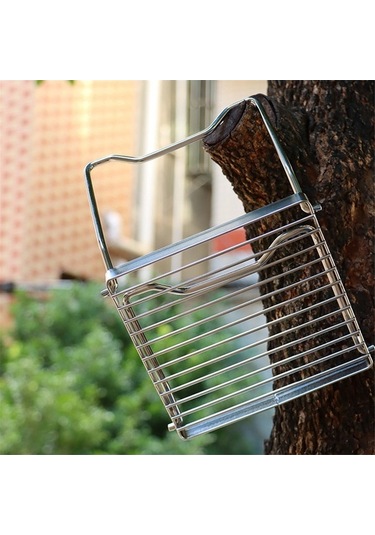 Ulzyvf Taşınabilir Paslanmaz Katlanır Kamp Kamp Izgarası Izgarası Izgarası Gümüş Çelik Ateşi Bb Gümüş