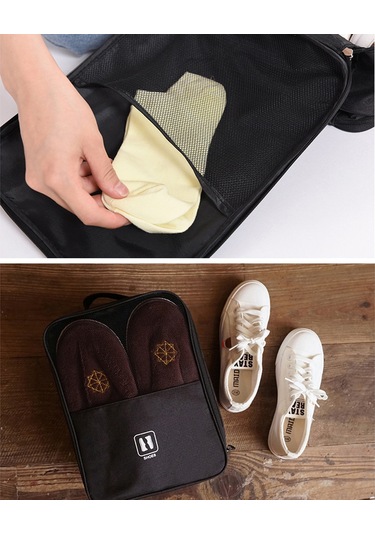 Gajeena Çok Fonksiyonlu Seyahat Ayakkabı Çantası - Su Geçirmez, Taşınabilir, Büyük Kapasiteli, Siyah Siyah