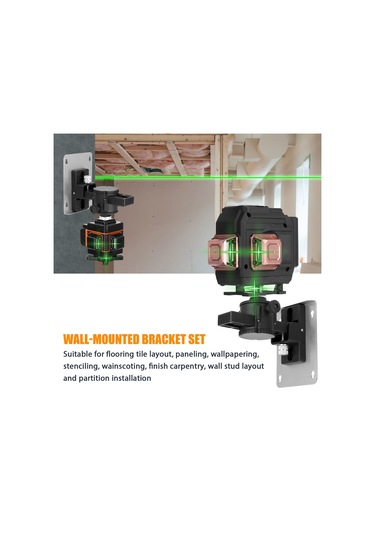 Maiyame Demir Plakalı 360 Dönebilir 15 Eğim Açılı Ayarlanabilir Duvar Montajlı Lazer Seviye Brak