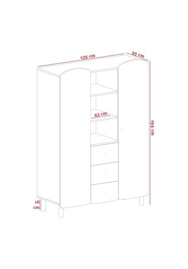 Meltem Kids Sweet Two Bear Bebek Ve Çocuk Odası Raflı İki Kapılı Dolap Two Bear