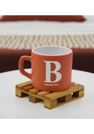 Bk Gift Kişiye Özel İsimli Somon Renkli Middle Çay & Kahve Fincanı-3, Arkadaşa Hediye, Sevgiliye Hediye, Doğum Günü Hediyesi Kobitmeyencom32507 Bk Gif