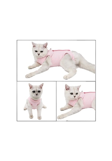 Hombey Kedi Ameliyat Sonrası Kıyafeti, Yara Koruması, Tükürmeyi Engeller, Esnek Mesh Kumaş, Pembe S Beden