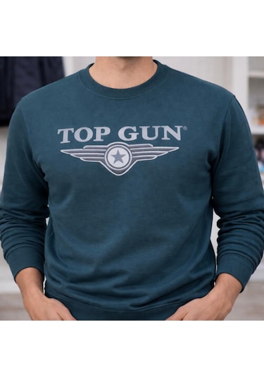 Top Gun Nakıslı Sweat Petrol Petrol