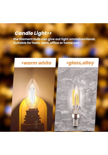 E12 4w Edison Mum Alev Filament Led Ampul Lamba 10 3,5 Cm