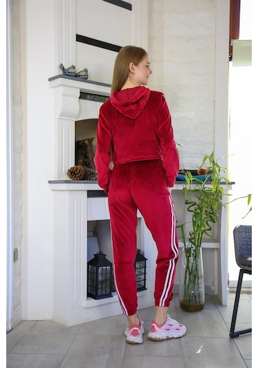 Akbeniz Kadın Kadife Kapşonlu Eşofman Takım 9058