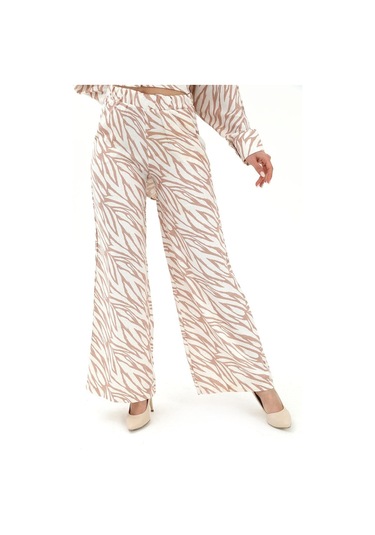Zebra Desenli Alt Üst İkili Takım - Bej-bej Bej