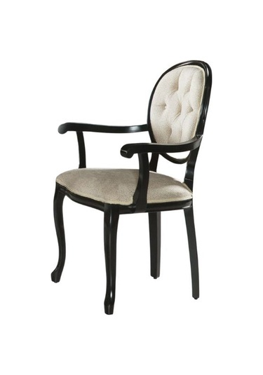 Madalyon Kolçaklı Kapitoneli Sandalye Siyah