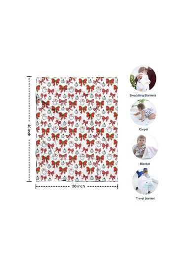 Noel Desenli 30x40 İnç Polar Battaniye, Yumuşak, Hafif Ve Kalın, Erkek, Kadın Ve Çocuk İçin Noel Kurdele Kar Tanrısı