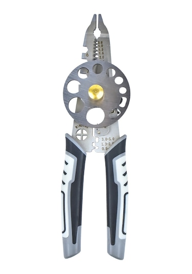 Geeksen Elektrikçi Profesyonel Aleti: Teli Soyma, Kesme Ve Bakır Kılıfı Klemleme, 10 Farklı Delik 0.8-2.6mm Z9491