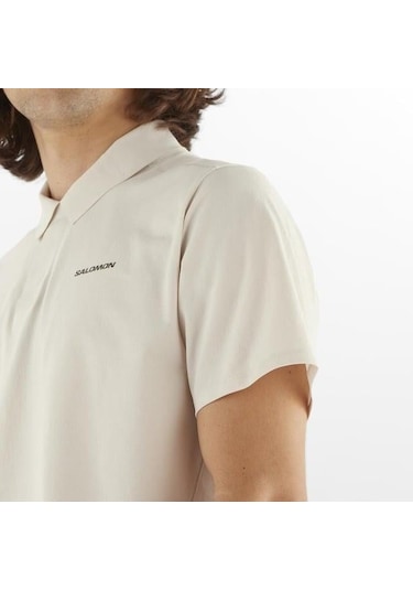 Salomon Trackline Polo M Erkek T-shirt-29833 Krem