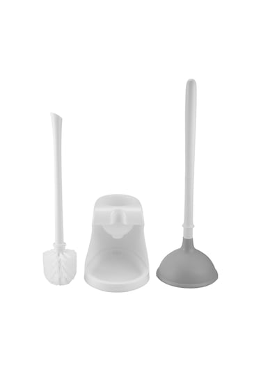 Tuvalet Pompası Ve Fırçası 2'si 1 Arada Tuvalet Kase Fırçası Pompası Seti A Beyaz