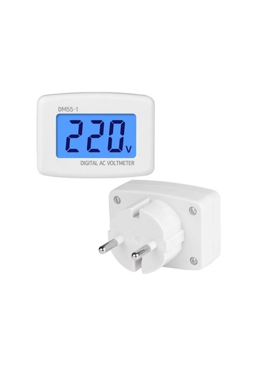 Butu Dm55-1 Ac 110v-220v Lcd Dijital Voltmetre Gerilim Test Cihazı Dedektörü Metre Ab Tak