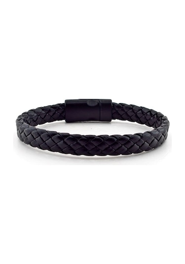 Siyah Metal Miknatisli Örgü Deri Erkek Bileklik Bt339 Çok Renkli