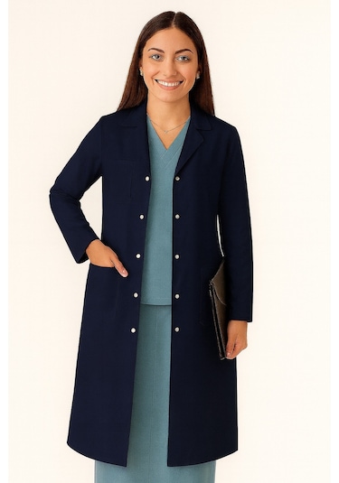 Kadın Klasik Yaka Alpaka Kumaş Slim Fit Önlük, Doktor, Öğretmen, Hemşire, Stajyer, Çalışma Önlüğü Lacivert Kadın Klasik Yaka Alpaka Kumaş Slim Fit Önlük, Doktor, Öğretmen, Hemşire, Stajyer, Çalışma Önlüğü Lacivert