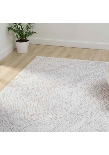 Krem Gri Soyut Çizgili Modern Halı - Mk0555grl