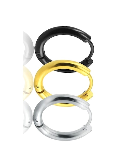 Ince Halka Unisex Erkek Çelik Küpe Çifti Yeni Model 5 Renk Mse5 Sarı