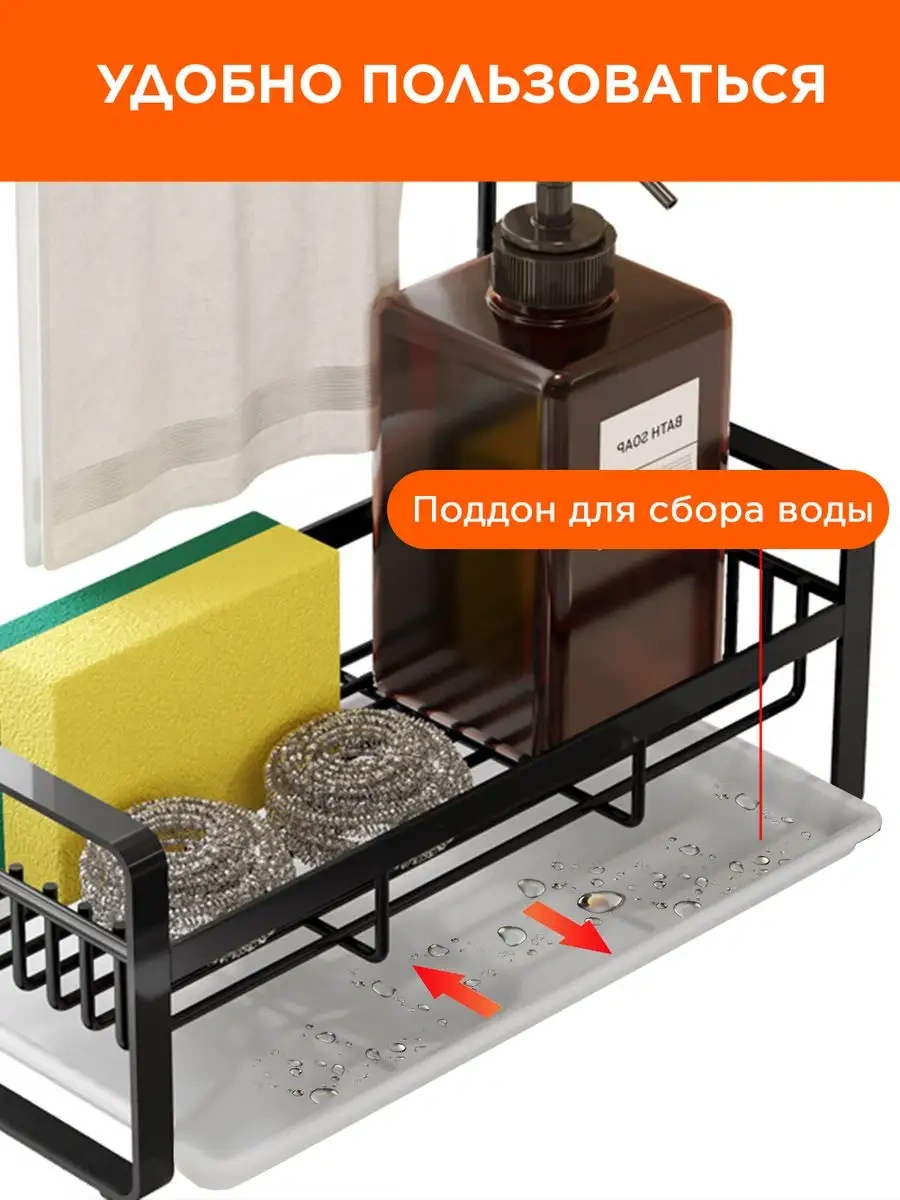 Trenco Bulaşık İçin Mutfak Organizerı Sünger Tutucu 154803096 Siyah