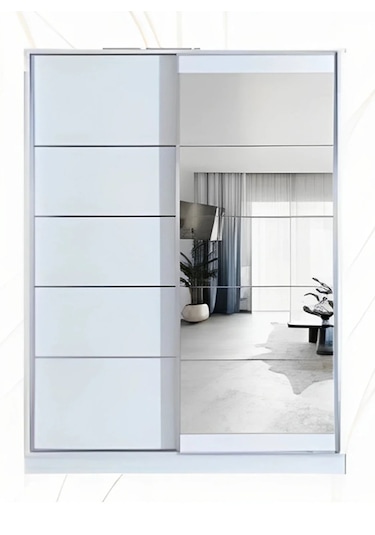 Efes 140 X 59 X 212 Sürgülü Dolap-beyaz-aynalı