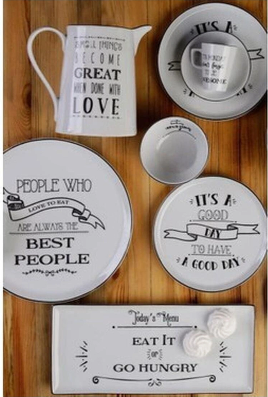 Be Happy 31 Parça 6 Kişilik Kahvaltı Takımı Süt Beyazı