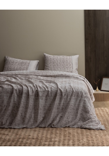 Petrus Tek Kişilik %100 Pamuk Madame Coco Crep Baskılı Nevresim Takımı - Bej 8684427178775 Ekru