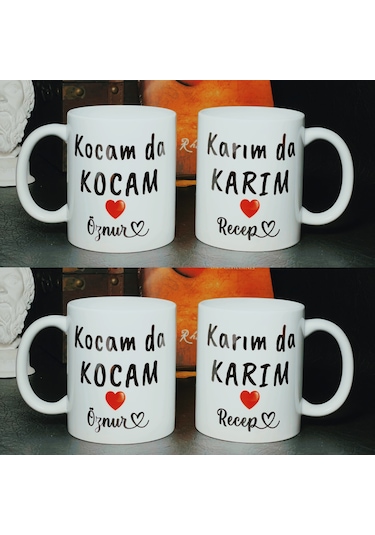 Kocam Da Kocam Karım Da Karım Özel İsimli 2 Li Set Kupa