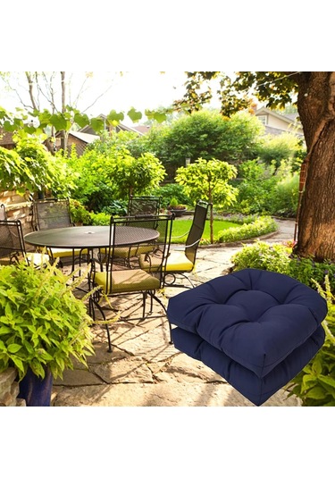 Sones 1 Çift 48 X 48 Cm Bahçe Veranda Rattan Sandalye Su Geçirmez Minder Kalın Yumuşak Kanepe Minderi Lacivert