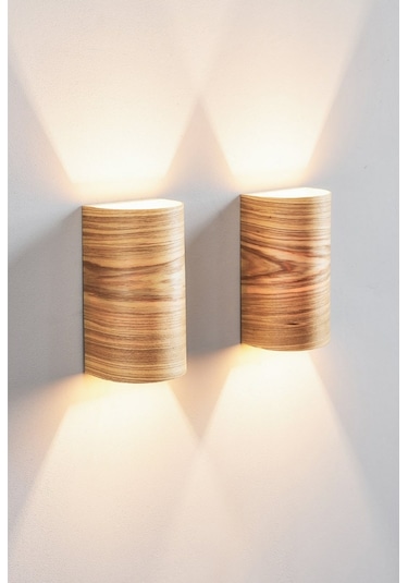 Bombe Yansıtma Çift Yönlü Ahşap Salon Duvar Aplik Avize Gu 10 Duy Amber