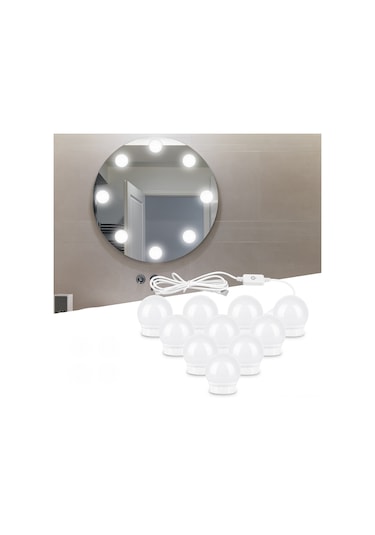 Qingmipy Hollywood Tarzı Led Aydınlatmalı Dokunmatik Makyaj Aynası - 3 Renk Işık Ve Parlaklık Ayarlı Usb Şarjlı Beyaz