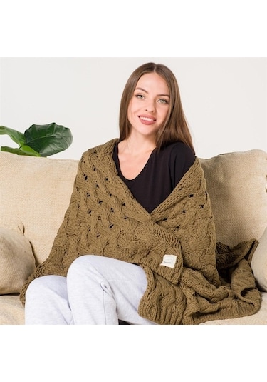 Serenita Saç Örgü Triko Tv Battaniyesi Throw Koltuk Şalı (538861587)-110X160