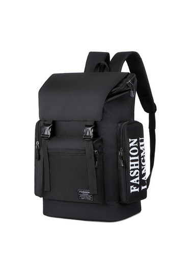 Siyah Trendy Yüksek Kapasiteli Erkek Sırt Çantası Eğlence Açık Seyahat Çantası Bilgisayar Çantası Ortaokul Öğrencisi Kolej Okul Çantaları Siyah