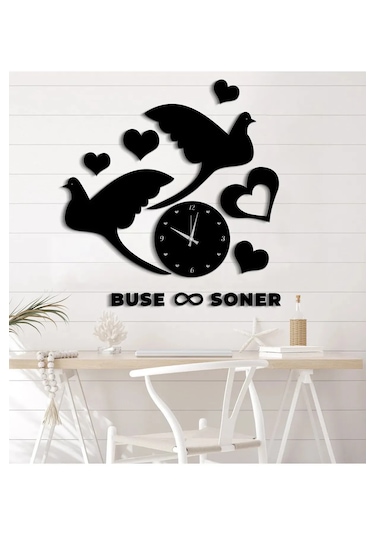 Kişiye Özel Dekoratif Modern Ahsap Duvar Saat+isim Bildiriniz