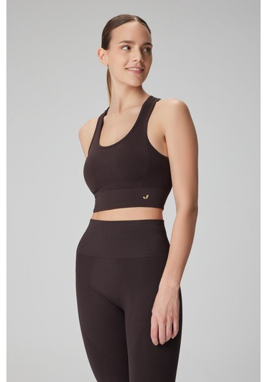 Jerf Gela Çift Katlı Kompress Sport Bra Acı Kahverengi 001