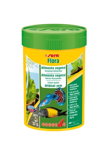 Sera Flora Tropikal Ve Cichlid Balık Türleri İçin Bitkisel Pul Ye