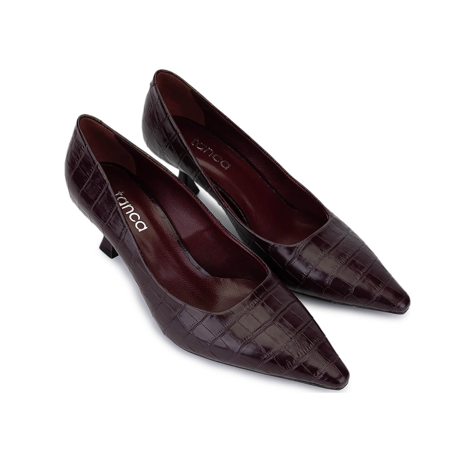 Tamer Tanca Kadın Hakiki Deri Bordo Topuklu Ayakkabı 492 60701 Bn Ayk Sk25-26 Bordo Kroko Bordo