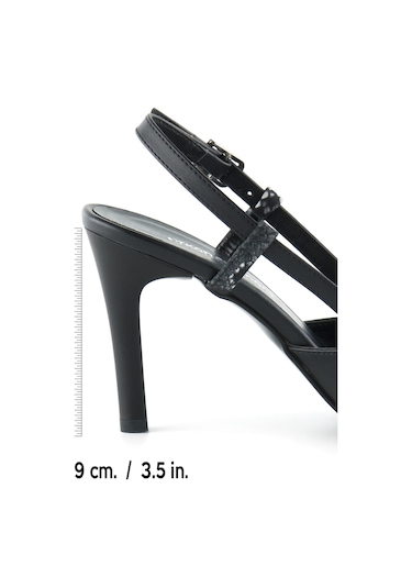 Erkan Saçmacı Sacha Siyah Yılan Arkası Açık İnce Topuklu Ayakkabı Siyah Yılan