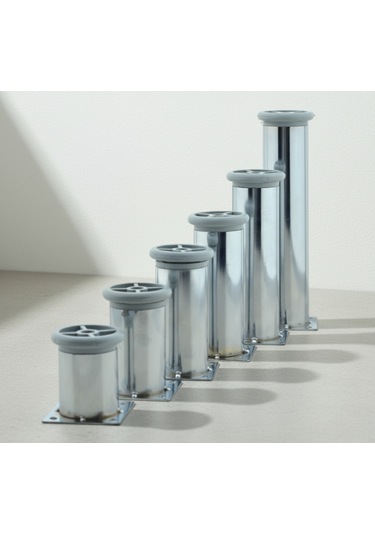 Ludıa 6 Farklı Ölçüde Metal Ayarlanabilir Tablalı Mobilya Ayağı 6cm,8cm,10cm,12cm,15cm,20cm Gri