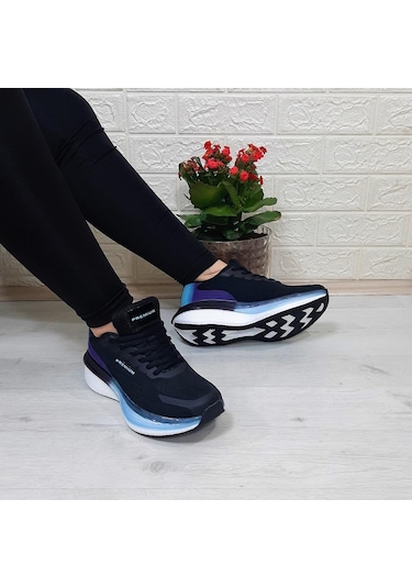 M.p 1674 Siyah-mor Fuspetli Bayan Yürüyüş Dolgu Spor Ayakkabı 001