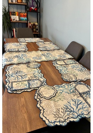 Dalım Keten Amerikan Servis Takımı 19 Parça Mavi Mavi